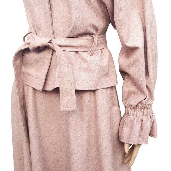 Vintage Pink Skirt Suit 70s Wool Office Wear M 8 10 Junior Belle - Picture 4 of 16
